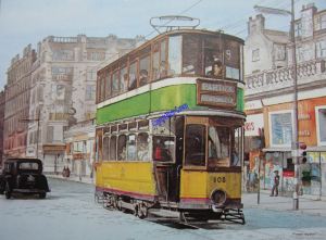 No 108 Tramcar Partick Glasgow From the transport series by Martin Conway