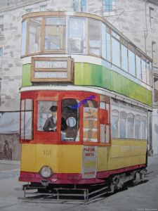 No 101 Tramcar Springburn Road Glasgow  From the transport series by Martin Conway
